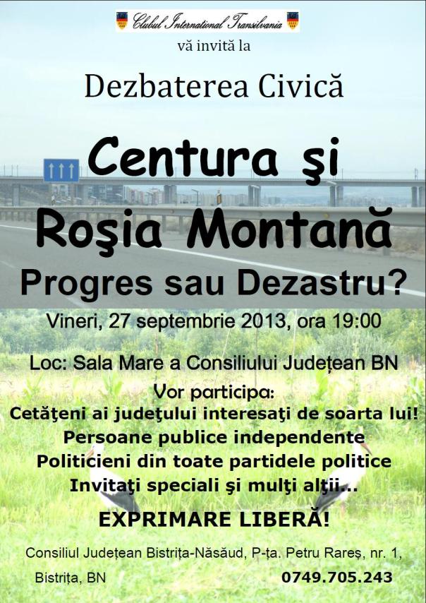 Dezbatere civica: Centura Bistritei si Rosia Montanta